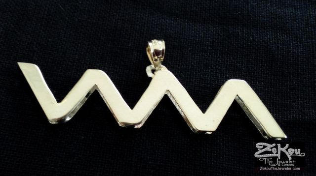 Custom 10K Gold Zig Zag Logo Pendant